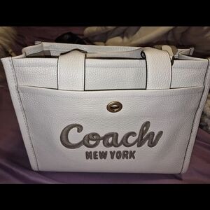 Coach White Pebbled Leather Tote